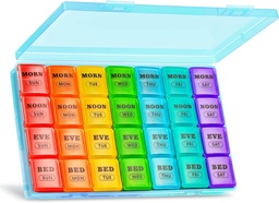 XL Large Weekly Pill Organizer 4 fois par jour, 7 jours Pill Boxes and Organizer AM PM, Gros Compartiments Pill Case, Mensuel Medicating Organizer 28 jours Distributeur d'huiles de poisson