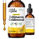 Wild & Organic Echinacea Gouttes liquides de seigle d'or - Supplément de soutien immunitaire avec extrait de racine d'échinacée d'or - Teinture végétalienne, sans sucre et sans alcool - 2 fl oz