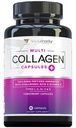 Capsules de Peptides Multi Collagène pour Femme - Collagène Hydrolysé pour Femme Pills avec Types I II III V & X Plus Vitamine C & Acide Hyaluronique pour Belles Peau et Nails de Cheveux - 30 portions