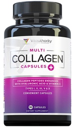 Capsules de Peptides Multi Collagène pour Femme - Collagène Hydrolysé pour Femme Pills avec Types I II III V & X Plus Vitamine C & Acide Hyaluronique pour Belles Peau et Nails de Cheveux - 30 portions