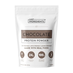 JUST INGREDIENTS Protein Powder - Chocolate, Grass-Fed Whey, Organic Whole Food Blend, Gluten-Free, Keto-Friendly - 15 Servings, 24g Protein