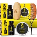 Le kit de barbe du club de la barbe pour les hommes - Grooming & Care Kit - Cèdre et huile de bois de sandale, baume de bois de sandale, brosse à bretelles de sanglier, peigne, ciseaux de taille - Ensemble cadeau papa
