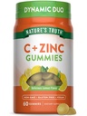 Nature's Truth Vitamin C Gummis mit Zink für Erwachsene | 60 zählen | Immune Support | Vegan, Non GMO & Gluten Free Supplement