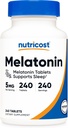 Nutricost Melatonin 5mg, 240 Tablets - 5mg Per Serving, Non-GMO, Gluten Free