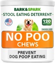BARK&SPARK NO Poo Treats - Prévenir l'ingestion de caca chez les chiens - Coprophagie Traitement - Déterrent de l'alimentation des tabourets - Probiotiques et enzymes - Santé digestive + Aide respiratoire - 120 Chews doux - États-Unis fabriqués - Foie