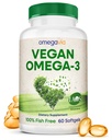 OmegaVia Vegan Omega 3 Supplément, Algae Omega 3 Huile de poisson Alternative, 300mg Vegan DHA Acides gras, basé sur les plantes, Planet and Ocean Friendly, IAOS 5 Star testé, 60 Softgels
