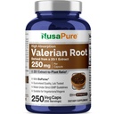 NusaPure Valerian Root 20:1 Extrait, 250 mg équivalent à 5000mg Par Veggie Caps, 250 Compte, Vegan, Non-OGM, Bioperine