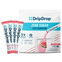 DripDrop Sacs d'hydratation sans sucre - Pastèque zéro - Mélange de poudre d'électrolytes à usage unique - Non-OGM, sans gluten, végétalien - 32 bâtonnets
