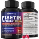 Supplément de fisetin - Super absorption liposomique 98% Pure 1200mg avec Quercetin, Resvératrol, Extrait de thé vert pour un vieillissement et une longévité sains, santé de la peau, cerveau et antioxydant - 60 Softgels