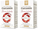 Solgar Full Spectrum Curcumin Cerveau Works, 90 Licaps - Soutien Mémoire Rappel, Focus, Fonction Cognitive - Antioxydant Support - Curcumine, BacoMind, Choline, Vitamine B12 - Non-OGM, Vegan - (Paquet de 2)