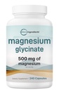 Magnesium Glycinate 500mg Per Serving, 240 Capsules | Potent Elemental Form, 100% Chelated, High Absorption | Healthy Muscle, Bones, & Mood Support Supplement | Non-GMO