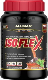 AllMAX Nutrition - ISOFLEX Poudre de protéines de lactosérum, isolat de protéines de lactosérum, 27g de protéines, menthe de chocolat, 2 livres