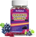 Gummies Quercetin 1200MG, Gummies Quercetin avec Bromelain, Zinc Vitamine C, Gummies supplémentaires Quercetin pour Adulte & Enfant, 60 Gummies Vegan