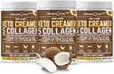 Collagène Kéto poudre crème café 12.22 oz, boîte de 3, peptides de collagène hydrolysé avec noix de coco MCT Huile, Magnésium, poudre de protéines non aromatisée, crème café sans sucre pour les smoothies