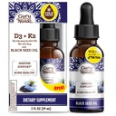 GuruNanda Black Seed Oil, Nigella Sativa pressée à froid - Riche en vitamine D3 5000 Unités, K2 & E, Thymoquinone élevée.