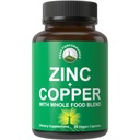 Zinc avec Cuivre + Mélange de 25 Légumes et Fruits pour Max Absorption. Capsules de supplément de soutien immunitaire. Deux minéraux essentiels pour l'immunité. Pilules de vitamine de zinc pour hommes et femmes.