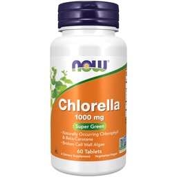 MAINTENANT Aliments suppléments, Chlorella 1000 mg avec la chlorophylle naturelle, bêta-carotène, caroténoïdes mélangés, vitamine C, fer et protéines, 60 comprimés