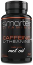 SmarterVitamines 200mg Pilules de caféine - MCT Huile de noix de coco 100 % + 100 mg L-Theanine, énergie et focus, Capsule à libération prolongée, 50 Softgels liquides