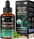 USDA Huile organique d'Origan - gouttes liquides avec vitamine E - Fabriqué aux États-Unis - Supplément pour le soutien immunitaire, la digestion santé et antioxydant - Non-OGM, naturel, végétalien - Comme pilules, capsules, softgels 1 fl oz