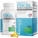 Bronson Omega 3 Huile de poisson triple résistance 2720 mg, haute EPA 1250 mg DHA 488 mg, non-OGM métal lourd testé, 180 softgels