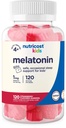 Nutricost Enfants Mélatonine Gommies 1mg, 120 Gommies, Fraise Aromatisée