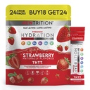 Hydration Pulver, Erdbeer-Pack mit 24 Elektrolyt-Pulver-Packets, Natürlich Flavored Hydrating-Packets für Wasser, Fast Acting Hydrate-Elektrolyten mit Vitaminen B&C, Energy & Recovery