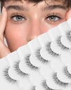 Faux cils naturels Bande claire Cils Look naturel Jiocolor Wispy Faux Mink Cils Demi-wispies Faux Lahes 12MM 7 paires Wispy Dream(7mm-12mm)
