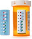 Take‐n‐Slide Peel and Stick Reutilisable for 12 + Recharges, Pill/Medication/Vitamine/Pet Med Tracker & Rappel, Joindre à votre bouteille, sans organisateur, courbée, blanche et bleue (2-Pack, 1 Chacun)