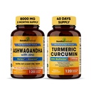Sandhu Kräuter Bio 4in1 Ashwagandha w/Zinc & Organic Kurkumin w/Bioperine Black Pepper Extract| Unterstützt Immunsystem| Non-GMO