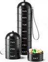 Metal Pill Organizer Weekly - Betife Stackable Waterproof Pill Box, en alliage d'aluminium portable 7 jours cas de pilule, preuve d'humidité BPA sans contenant de pilule pour tenir la médecine, vitamines, suppléments
