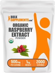 BulkSupplements.com Poudre d'extrait de framboise biologique - de fruits de framboise, source antioxydante, supplément à base de plantes - sans gluten, 1kg (2,2 lbs) (paquet de 1)
