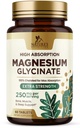 Magnésium (glycinate) - Supplément de magnésium pour la santé cardiaque, le nerf, le muscle, l'os et le sommeil - 100 % Chélaté et absorption élevée - 250 mg par portion - Sans gluten, végétalien, non OGM - 60 Nombre