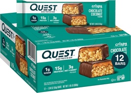 Quest Nutrition Chocolat croustillant Coconut Hero Protein Bar, 15g de protéines, 1g de sucre, 3g de glucides nets, Gluten sans protéines Snack, Keto Friendly, 12 Compte