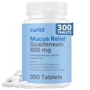 Curist Guaifenesin 600 mg Comprimés à libération prolongée (300 comprimés sans colorant) - Exectorant Mucus Relief, Guaifenesin 600 mg générique, (Bulk Pack)