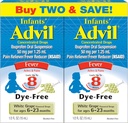 Advil Réducteur de la fièvre des nourrissons / Relievers de douleur sans colorant, 50 mg Ibuprofen gouttes concentrées (arôme de raisin blanc, 0,5 fl. oz. Bouteille, boîte de 2)