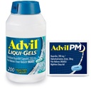 Advil Liqui-Gels Pain Reliever and Fever Reducer, Pain Medicine for Adultes with Ibuprofen 200mg for Headache, Backache, Menstrual Pain and Joint Pain Relief - 200 Capsules, Advil PM Ibuprofen - 2 Ct