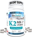 Bio-Absorb Vitamin K2 MK-7 Form Supplement. 100 mcg. 200-Tage-Versorgung (200 Veggie Kapseln).