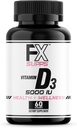 FXSUPPS Vitamin D3 5000 IU (1 Pack, 60 leicht zu schlucken Softgels) | Health and Wellness Nahrungsergänzung für Männer & Frauen | Cholecalciferol, Beste für Knochen, Herzgesundheit, Immunsystem, Lung Function