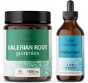 HERBAMAMA Valerian and Motherwort Kit - Bundle von 1800 mg Valerian Root Gummies & Motherwort Liquid Drops - Vegan, Non-GMO, Gelatin & Alkoholfrei - 2 Pack
