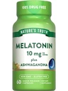 Nature's Truth Melatonin 10mg mit Ashwagandha | 60 Kapseln | Non-GMO & Gluten Kostenlose Ergänzung für Erwachsene