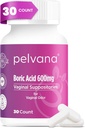 Suppositoires d'acide borique de Pelvana pour les femmes 30 Compte - pour l'odeur vaginale et la fraîcheur, l'hygiène féminine et le bien-être - Laboratoire tiers vérifié et mis en bouteille aux États-Unis - Solution d'odoration féminine