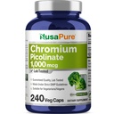 NusaPure Picolinate de chrome 1000mcg 240 Capsules de légumes (non OGM, végétalien)