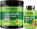 NATURELO Une multivitamine quotidienne pour femmes, 60 comprimés de poudre de peptide de collagène, 45 portions