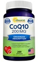aSquared Nutrition CoQ10 (200 capsules et 200mg) - Haute absorption Vegan CO Q-10 Poudre - Enzyme Ubiquinone Supplément pilules, Coenzyme extra-oxydante Q10 Vitamine, Coq 10 Alernative aux softgels