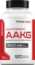 Piping Rock AAKG Supplement | 120 Caplets | 3600 mg | Arginin Alpha-Ketoglutarat Ergänzung | Nitric Oxid Enhancer | Max Strength | Vegetarisch, Non-GMO, Glutenfrei