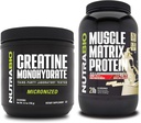 NutraBio Creatine monohydratée, non aromatisée, (150 g) et poudre de protéines de matrice musculaire, (Vanilla) supplément de mélange – énergie musculaire, croissance maximale, récupération et force