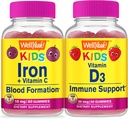 Wellja Iron + Vitamin C Kids + Vitamin D3 Kids, Gummis Bundle - Große Verkostung, Vitamin-Ergänzung, Glutenfrei, GVOfrei, Kaugummi