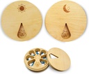 AM&PM set de 2 Wood Weekly Pill Organizer for Medicine Vitamine 2 times a day, Arthritis Friendly 7-Day Pill Box Medium Commitments Holder, Daily Portable Travel Pill Case with Velvet Bag