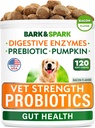 Vet Strength Dog Probiotics Chews - Gaz, Diarrhée, Allergie, Constipation, Relief de l'estomac relevé, avec enzymes + citrouille + Prébiotiques - Supplément de fibre à mâcher - 100 Chews doux - Canard fumé
