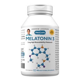 ANDREW MOINSMAN Melatonin-3 mg - 60 Capsules - Niveaux physiologiquement équilibrés pour favoriser naturellement le sommeil reposant. Réglemente le rythme circadien quotidien. Ça facilite le sommeil. Pas de gueule de bois matinale